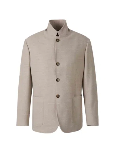 Canali High-neck Patch-pocket Jacket In Neutral