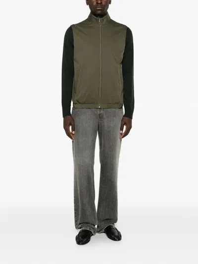 Canali High-neck Sleeveless Jacket In Green