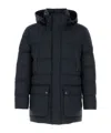 Canali Navy Blue Polyester Down Jacket In Black