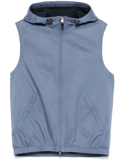 Canali Hooded Gilet In Blue