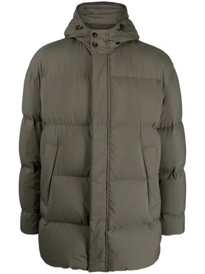 Canali Hooded Padded Jacket In Green