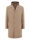 Canali Hooded Single-breasted Coat In Neutral