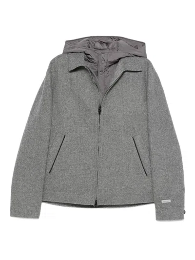 Canali Hooded Zip-up Jacket In Gray