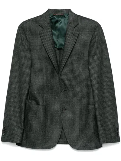 Canali Houndstooth Blazer In Green