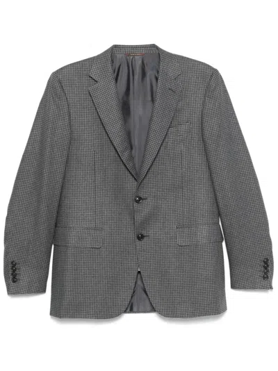 Canali Houndstooth-pattern Blazer In Gray