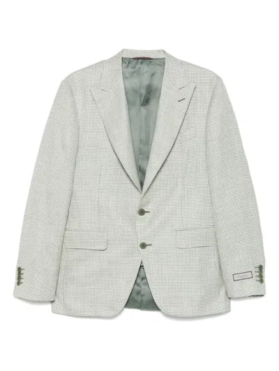 Canali Houndstooth-pattern Blazer In Green