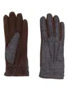 Canali Houndstooth-pattern Suede Gloves In Brown