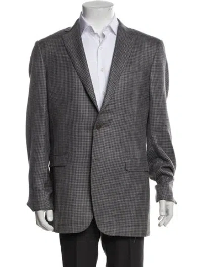 Pre-owned Canali Houndstooth Print Blazer In Black