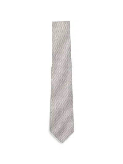 Canali Houndstooth-pattern Silk Tie In Gray