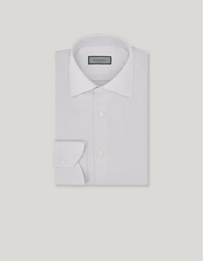 Canali Ice Blue Regular Fit Impeccabile Cotton Shirt In White