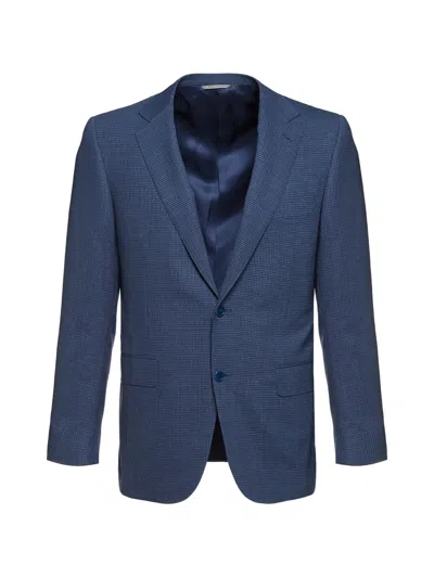 Canali Impeccabile Micro-check Suit In Blue