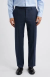 Canali Impeccabile Regular Fit Bird's Eye Super 130s Wool Dress Pants In Navy
