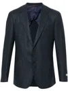 Canali Sakko In Intarsienstrick In Blau