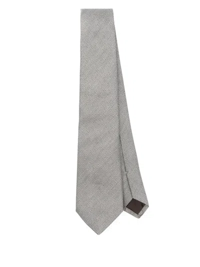 Canali Twill-krawatte Mit Interlock-detail In Nude