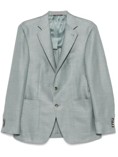 Canali Interwoven Blazer In Blue