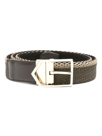 Canali Interwoven Buckle Belt In Green