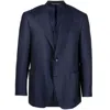 Canali Wool Single Breasted Blazer In Blue