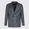 Canali Double-breasted Wool Blazer In Gray