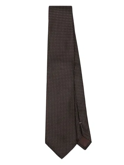 Canali Jacquard Tie In Brown