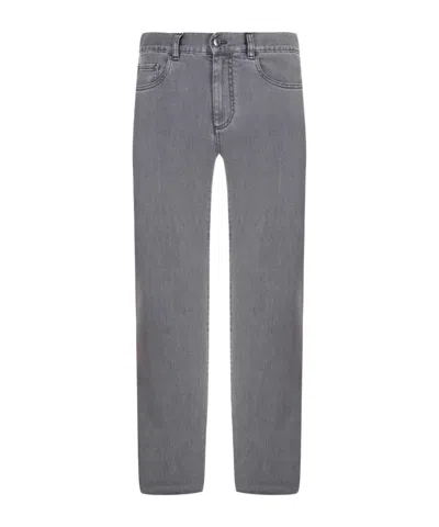Canali Jeans With Belt Loops In Gray