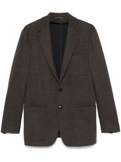 Canali Jersey Blazer In Brown
