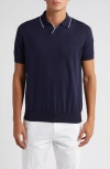 Canali Johnny Collar Polo In Navy