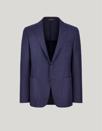 Canali Kei Blue Modern Fit Jacket In Pure Wool