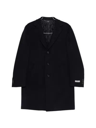 Canali Kei Buttoned Overcoat In Black