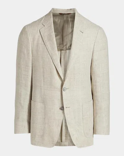 Canali Kei Linen-wool Sportcoat In Neutral