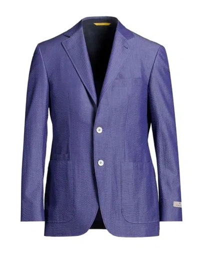 Canali Kei Man Blazer Bright Blue Size 40 Cotton
