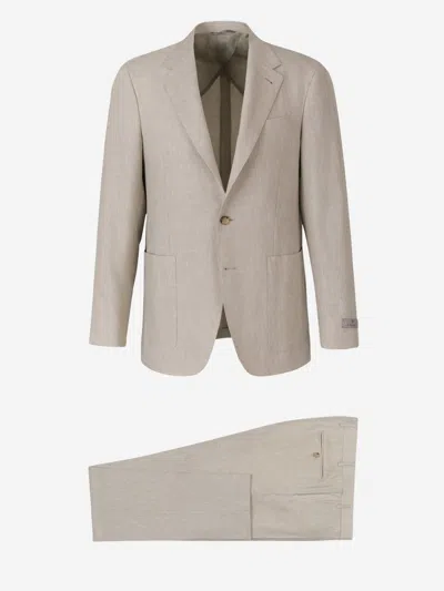 Canali Kei Natura Comfort Suit In Neutral