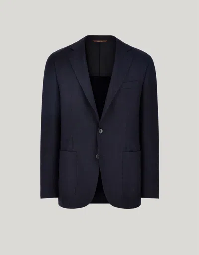 Canali Kei Navy Blue Modern-fit Jacket In Pure Impeccabile Wool