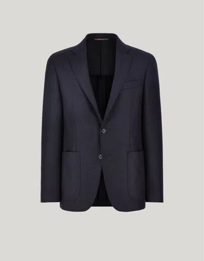 Canali Kei Navy Blue Modern-fit Jacket In Wool Blend