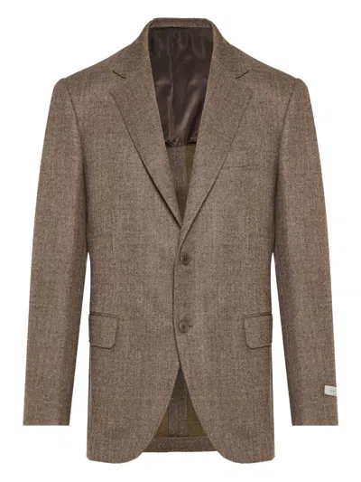 Canali Einreihiges Kei Sakko Mit Fallendem Revers In Brown