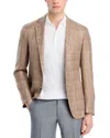 Canali Kei Plaid Unstructured Regular Fit Sport Coat In Light Brown/grey