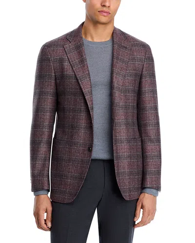 Canali Kei Plaid Unstructured Trim Fit Sport Coat In Red