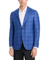 Canali Kei Plaid Unstructured Trim Fit Sport Coat In Blue