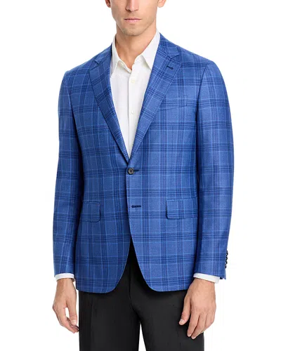 Canali Kei Plaid Unstructured Trim Fit Sport Coat In Blue