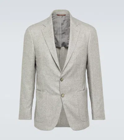 Canali Kei Silk And Cashmere Blazer In Grey