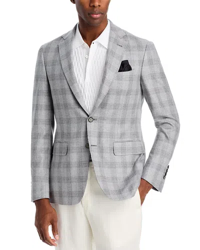 Canali Kei Textured Plaid Unstructured Regular Fit Sport Coat In Grey
