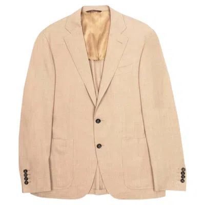 Pre-owned Canali Kei Travel Men's Sand Blazer In Wool Silk Linen Blend In Brown