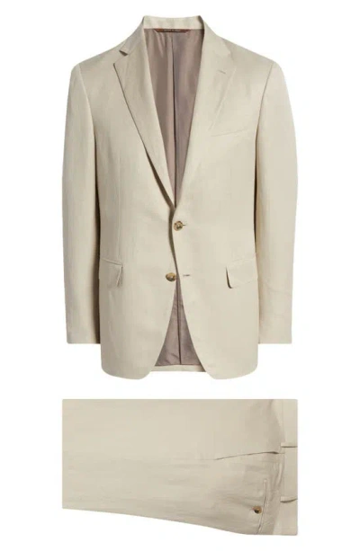 Canali Kei Trim Fit Beige Linen & Silk Wool Suit In Light Beige