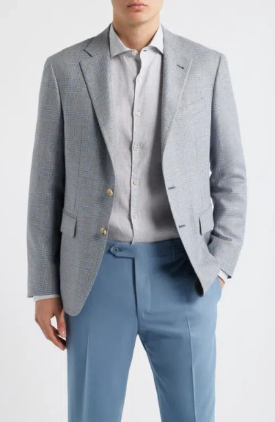 Canali Kei Trim Fit Grey Glen Check Silk & Wool Sport Coat In Multi