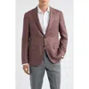 Canali Kei Trim Fit Light Red Wool & Silk Blend Herringbone Sport Coat In Red
