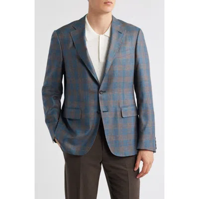 Canali Kei Trim Fit Plaid Wool Sport Coat In Blue
