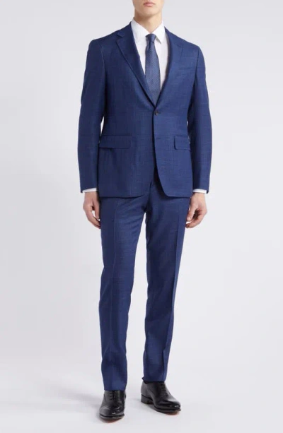 Canali Kei Trim Fit Plaid Wool Suit In Bright Blue