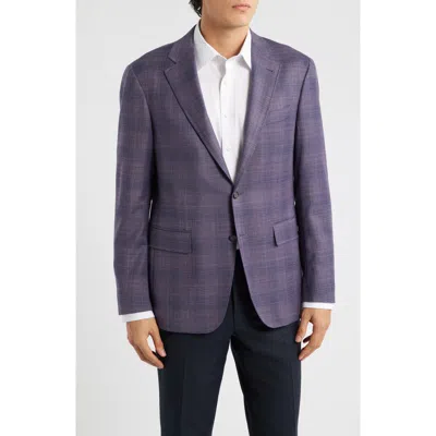 Canali Kei Trim Fit Purple Mélange Shadow Plaid Wool Sport Coat