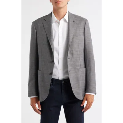 Canali Kei Trim Fit Shadow Plaid Super 130s Wool Sport Coat In Gray