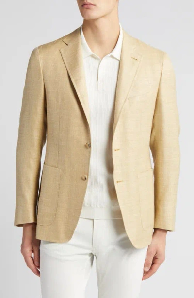 Canali Kei Trim Fit Solid Wool & Silk Blend Sport Coat In Yellow