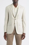 Canali Kei Trim Fit Tan Plaid Wool & Silk Sport Coat In Neutral